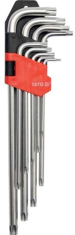 Yato Toya Sa Poland L tipo raktų rinkinys | labai ilgi | T-Star (Torx) su skylėm T10 - T50 | 9 vnt. (YT-0512)