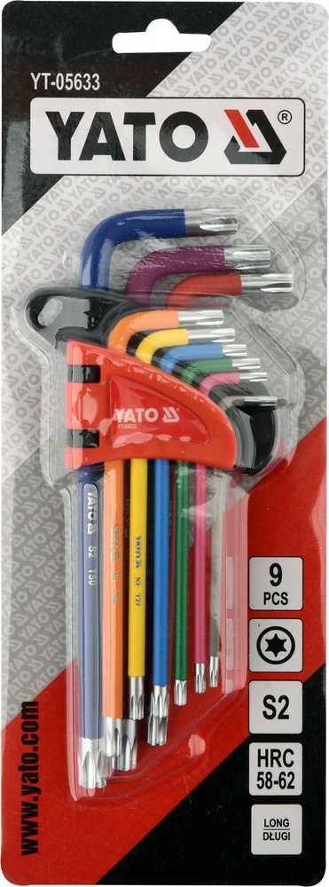 Yato Toya Sa Poland L tipo raktų rinkinys | spalvoti / S2 | T-Star (Torx) / T10 - T50 | 9 vnt. (YT-05633)