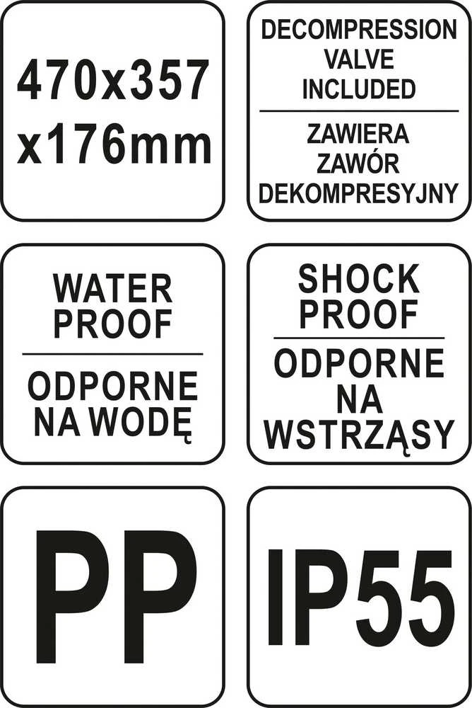 Yato Toya Sa Poland Lagaminas | Atsparus smūgiams, hermetiškas | 470x357x176 mm (YT-08904)