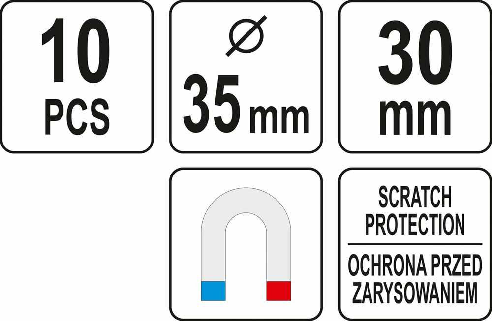 Yato Toya Sa Poland Magnetinių kabliukų rinkinys | 10 vnt. (YT-08690)