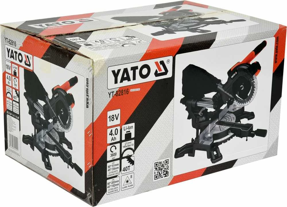 YATO MITER Pjūklas 18V 185mm SU PAŠAVIMU 1 x 4,0Ah + Įkroviklis