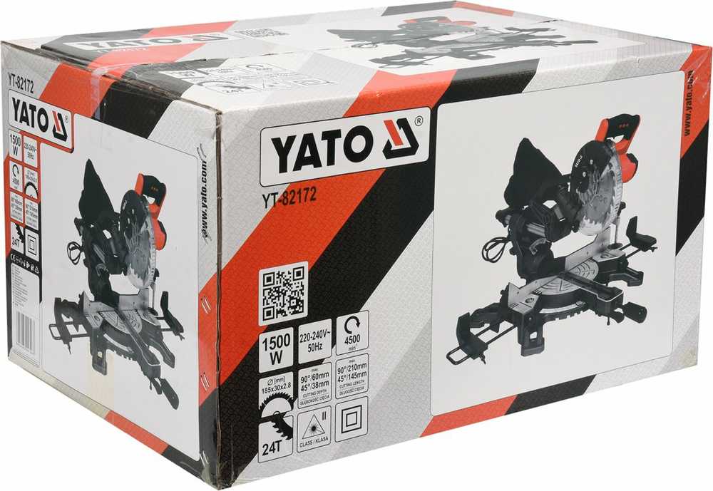 YATO 1500 W SKIRTINIS Pjūklas su pašaru, LAZERIS 185 mm