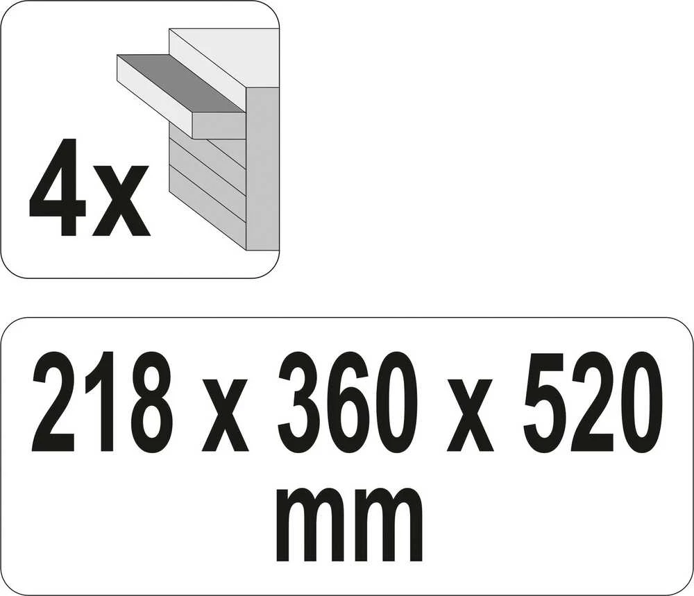 Įrankių dėžė Yato YT-08874, 4 stalčiai