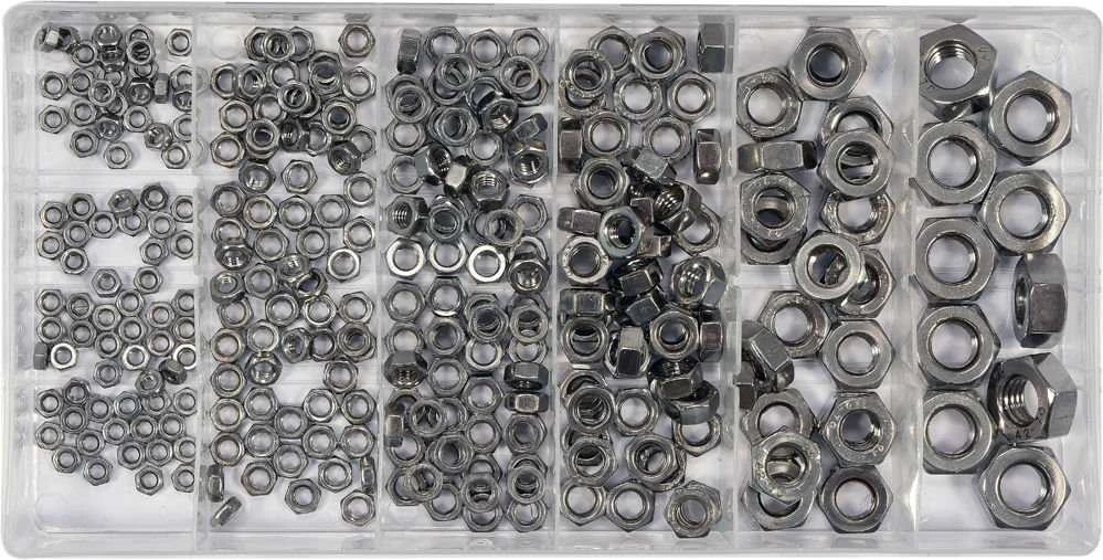 Toya Sa Poland YATO Rinkinys METRICINIAI NERŪDIJANTI RIEŠUTAI 300 vnt. MIX M3, M4, M5, M6, M8, M10