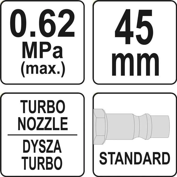 Toya Sa Poland Oro pūtimo pistoletas | su turbo purkštuku | 45 mm (YT-23722)