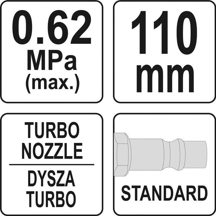 Toya Sa Poland Oro pūtimo pistoletas | su turbo purkštuku | 110 mm (YT-23723)