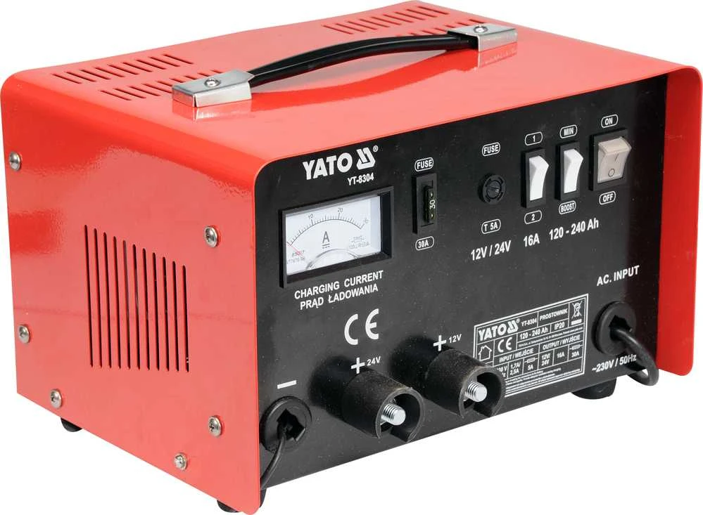 YATO kroviklis su paleidimo funkcija 16A 12V / 24V 120-240Ah