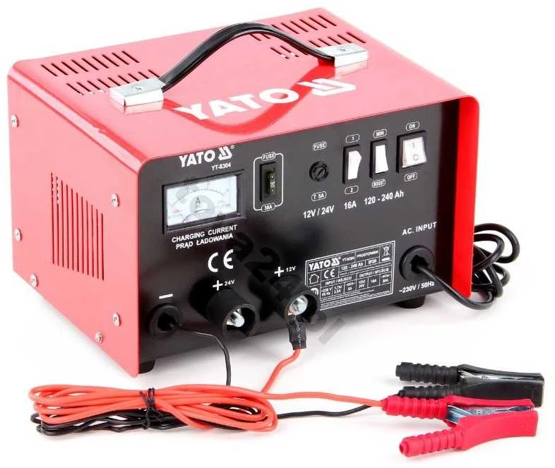 YATO kroviklis su paleidimo funkcija 16A 12V / 24V 120-240Ah