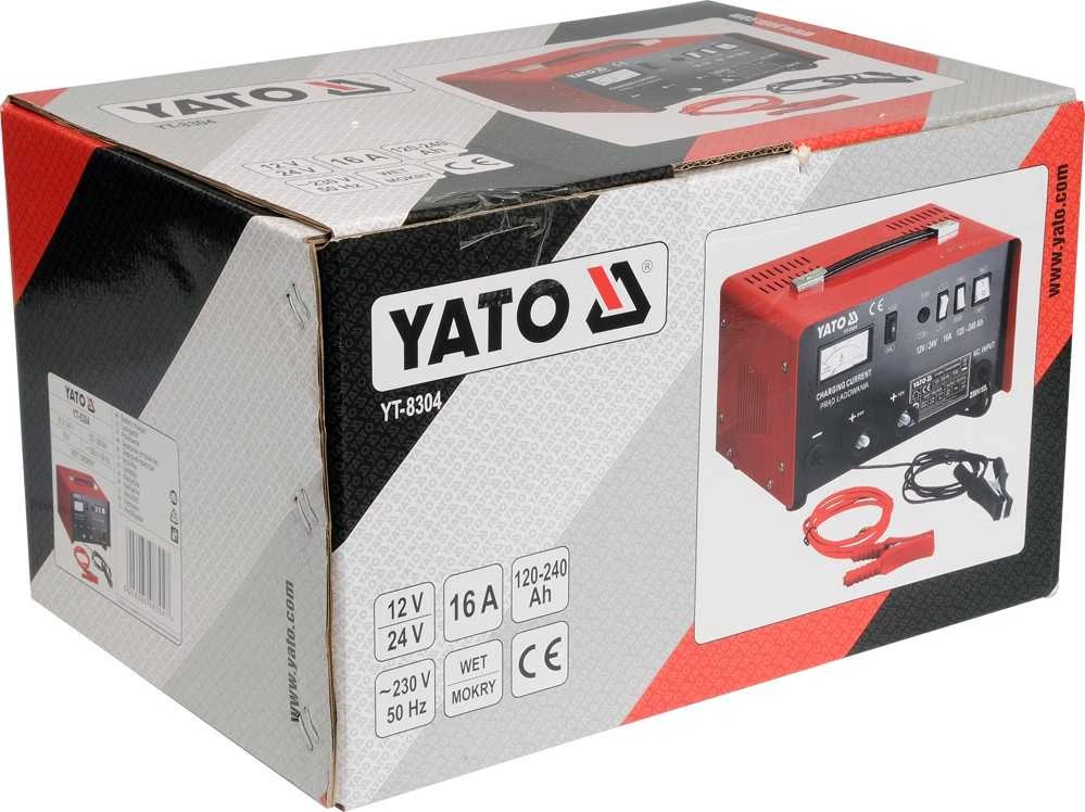 YATO kroviklis su paleidimo funkcija 16A 12V / 24V 120-240Ah