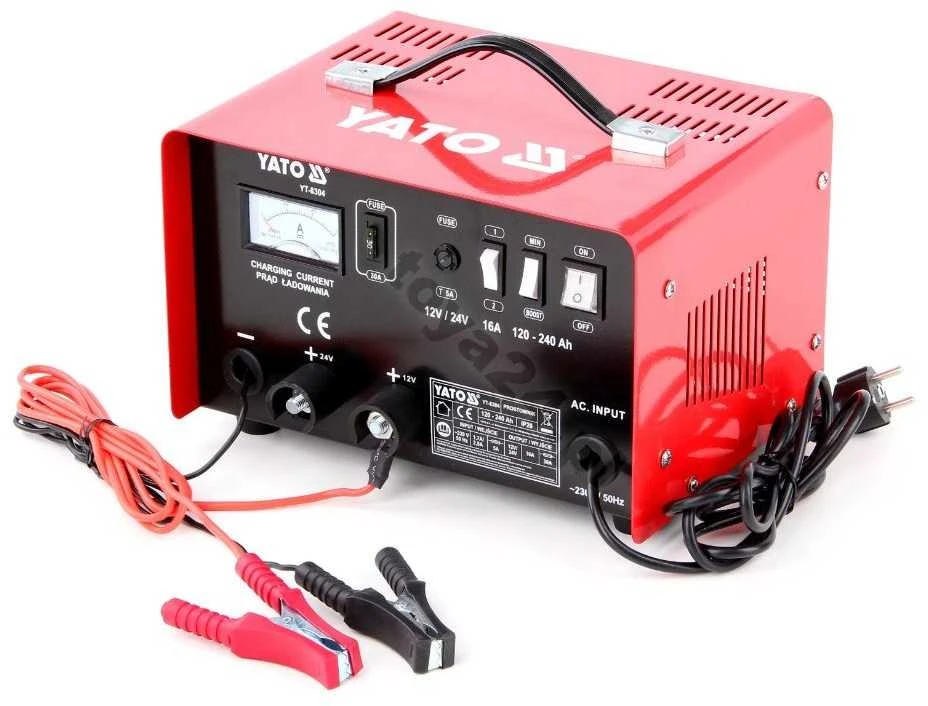 YATO kroviklis su paleidimo funkcija 16A 12V / 24V 120-240Ah