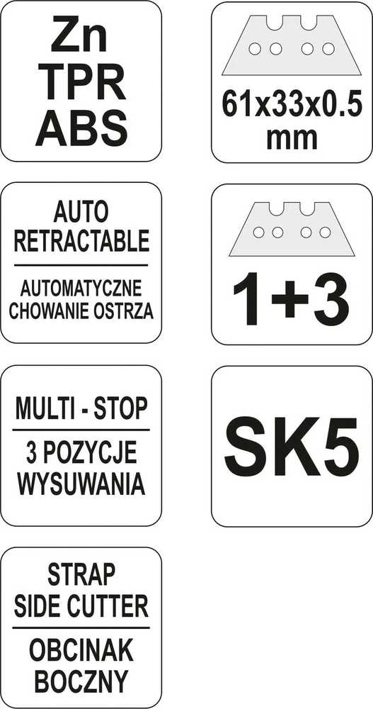 Yato Toya Sa Poland Peilis su ištraukiamomis trapecinėmis geležtėmis (YT-75201)