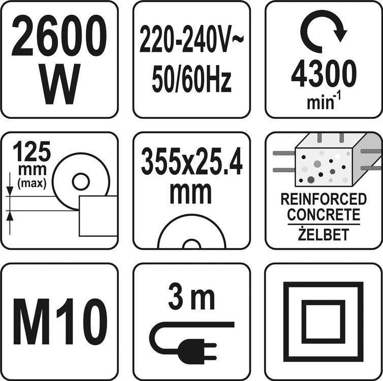 Yato Elektrinė betono pjaustyklė YT-82158, 2600 W, 350mm