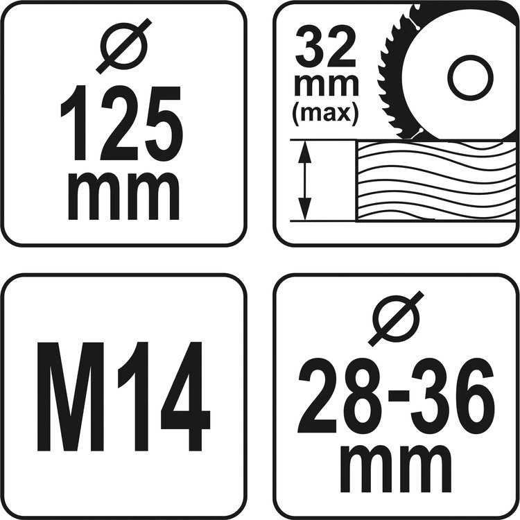 Grąžtas YATO DULKIŲ dangtelis, 125 mm pakreipimas
