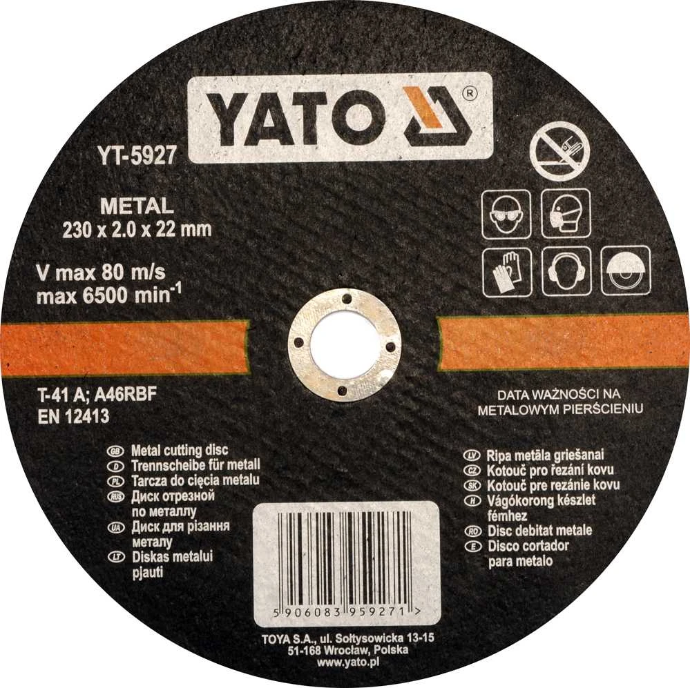 Toya Sa Poland YATO TARCZA DO CIĘCIA METALU 230x2,0x22mm 5927