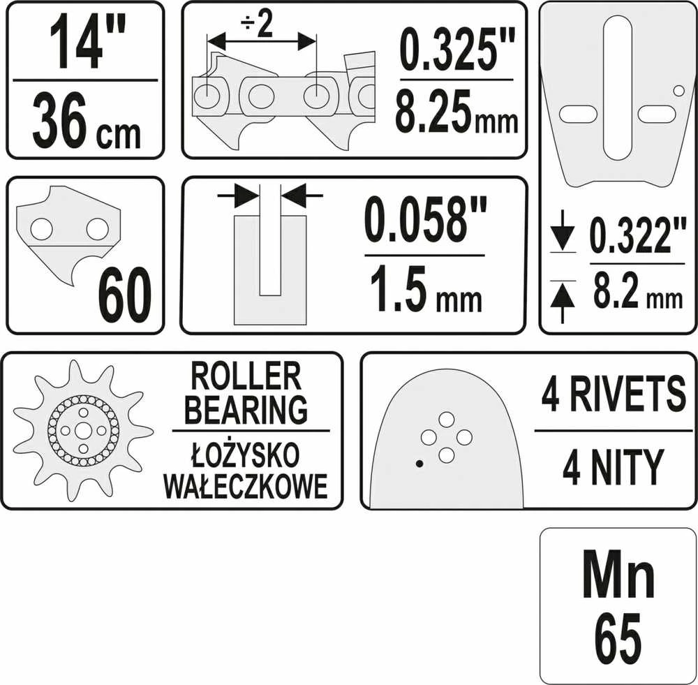 YATO PROWADNICA ŁAŃCUCHA 35cm (14") .325E