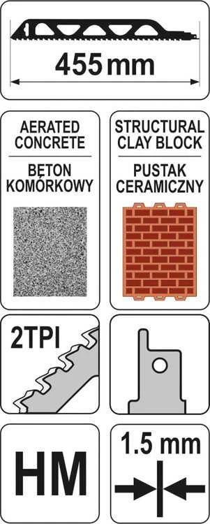 YATO PJŪKLĖS 455 mm PLYTAI / BLOKUI