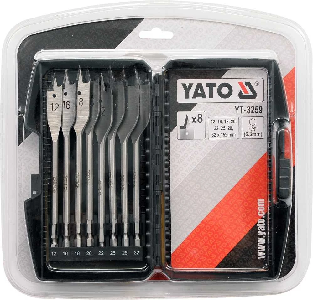 Grąžtas YATO kastuvinių grąžtų rinkinys, 8 vnt., 12–32 mm