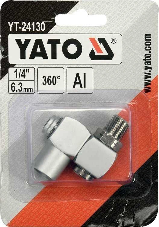 Yato Toya Sa Poland Pneumatinė jungtis šarnyrinė 360° | 6.3 mm (1/4") vidinis / išorinis sriegis (YT-24130)