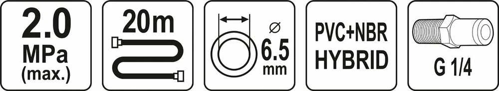 Yatao hibridinė pneumatinė žarna 1/4" 20m, antgaliai G1/4"