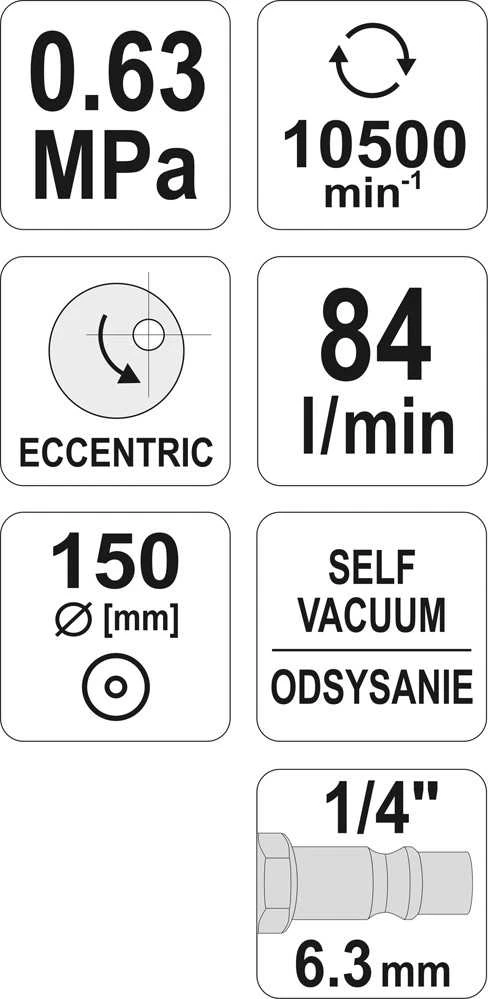 Toya Sa Poland YATO ekscentrinis pneumatinis šlifuoklis 150mm 09740