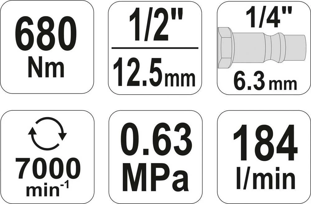 Toya Sa Poland YATO Smūginis veržliasukis pneumatinis 1/2" /680Nm 09524