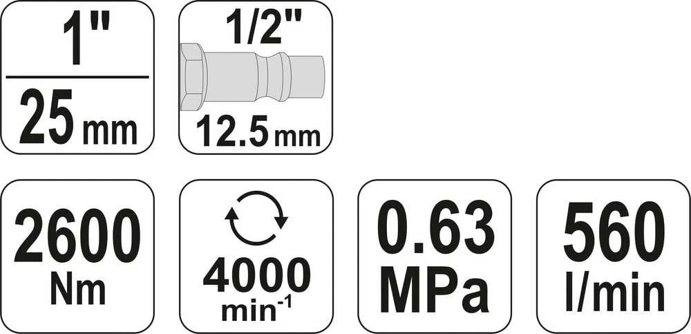 Smūginis raktas 2600Nm/4000rpm YATO
