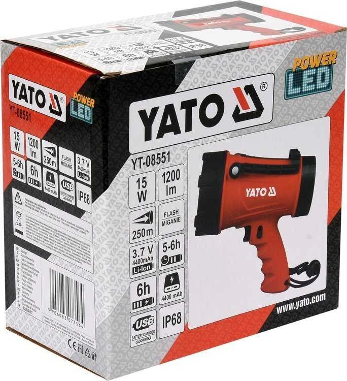 Yato Toya Sa Poland Prožektorius akumuliatorinis | 15W, 1200LM, IP68 250M, LI-ION 3,7V 4400MAH (YT-08551)