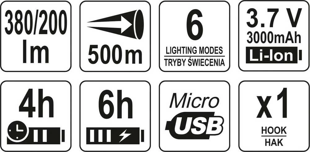 YATO FLASHLIGHT / SEARCH Daugiafunkcinis 3in1 380LM