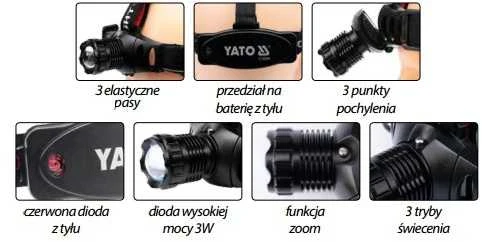 YATO LED PRIEKINIS LEMPAS 3W 100LM CREE ZOOM