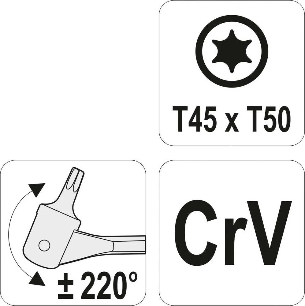 Yato Toya Sa Poland Raktas šarnyrinis dvipusis | T-Star (Torx) T45XT50 (YT-05314)
