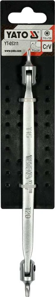 Toya Sa Poland Raktas šarnyrinis dvipusis | T-Star (Torx) T15XT20 (YT-05311)