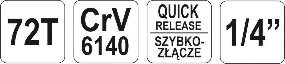 Yato Toya Sa Poland Rankena galvutėms terkšlinė | smulkūs dantukai | 6.3 mm (1/4") (YT-0733)