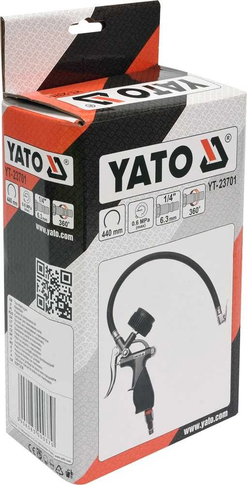 YATO pripūtimo pistoletas SU MANOMETRA, MAX 10 BAR. SUKIMAS PNEUMATINIS JUNGIMAS