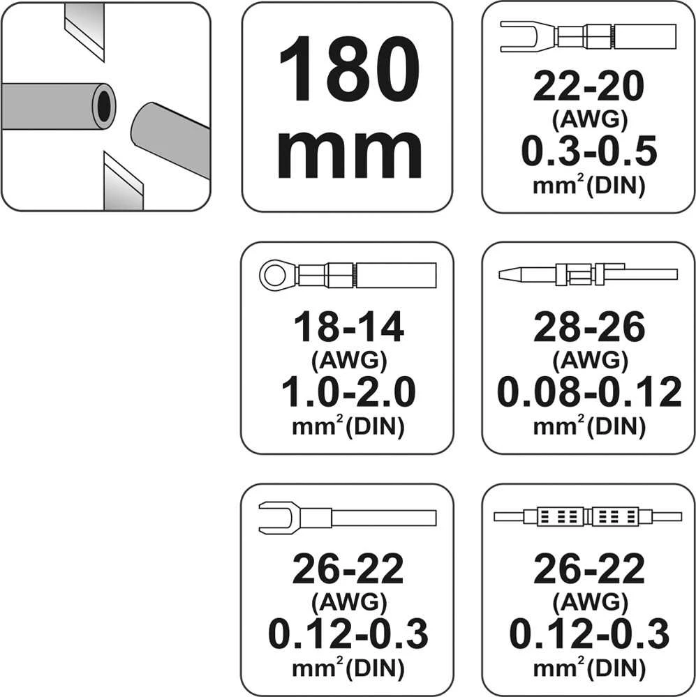 YATO JUNGTINĖS replės 180mm, 0,08-2mm2 2255