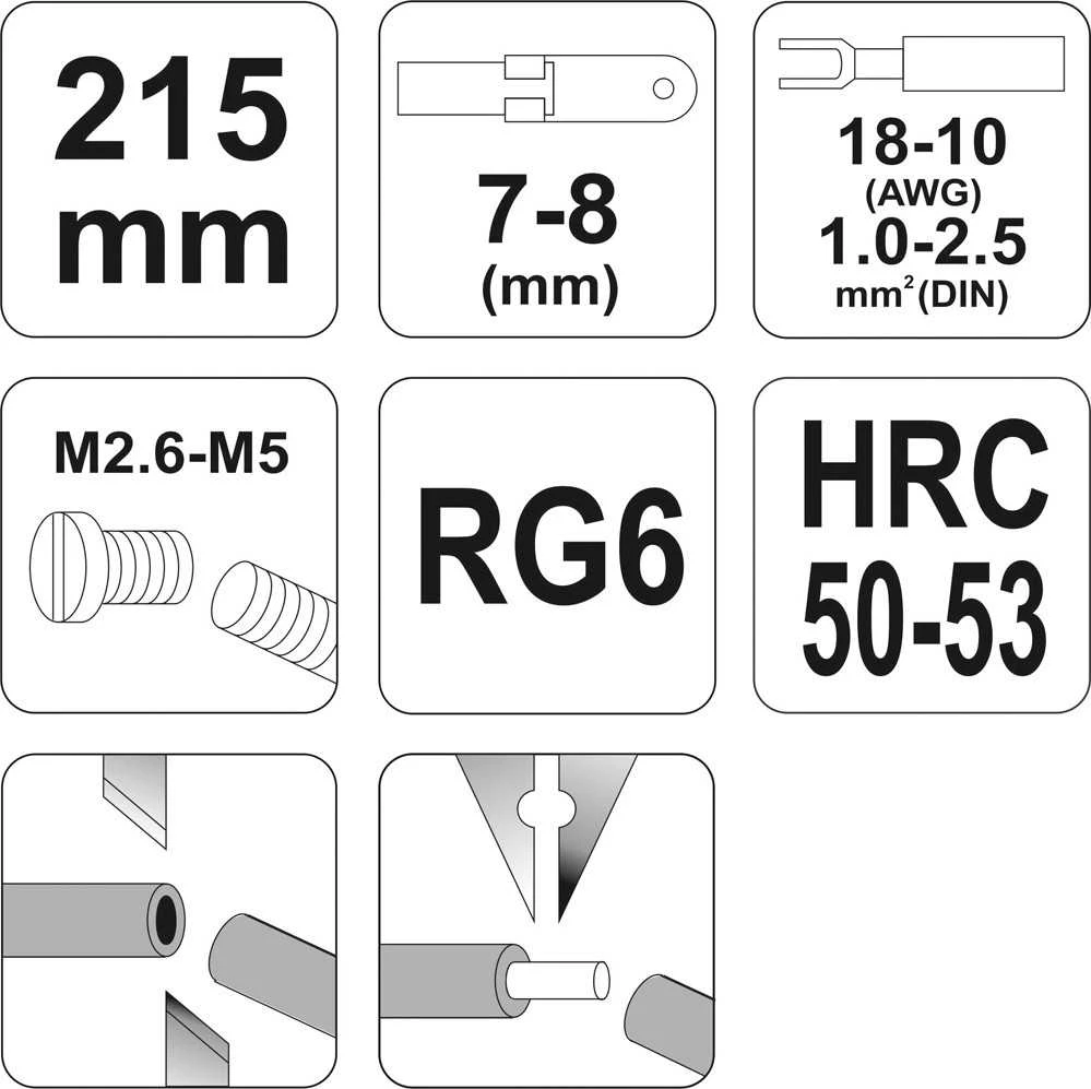 YATO Laidų nužievinimo replės 215mm 0,64-2,6mm 2293