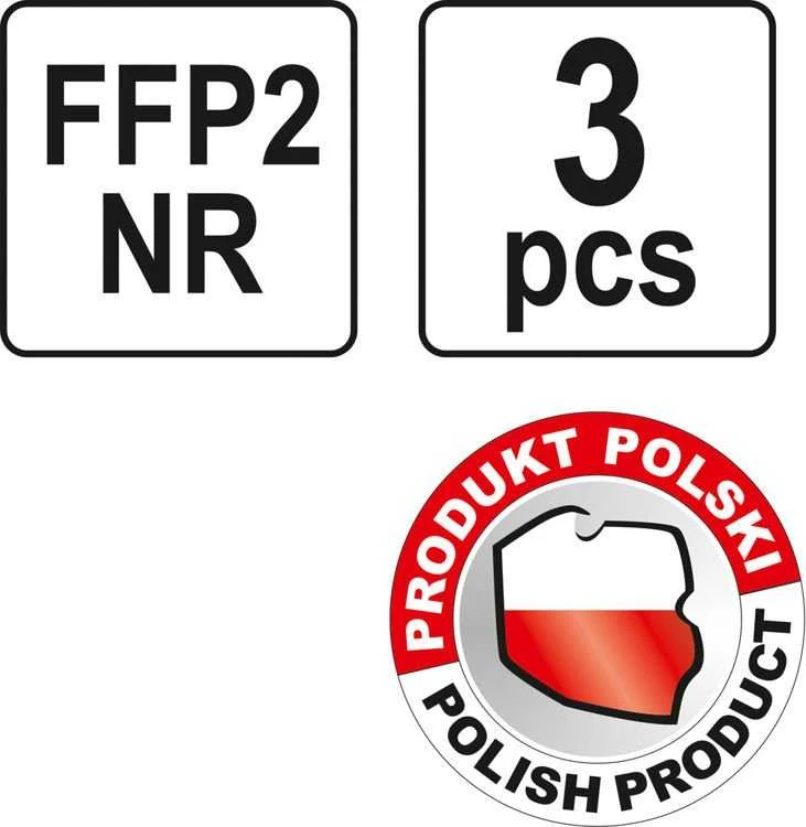 Toya Sa Poland YATO DULKIŲ KAUKĖS 3 vnt. FFP2/K
