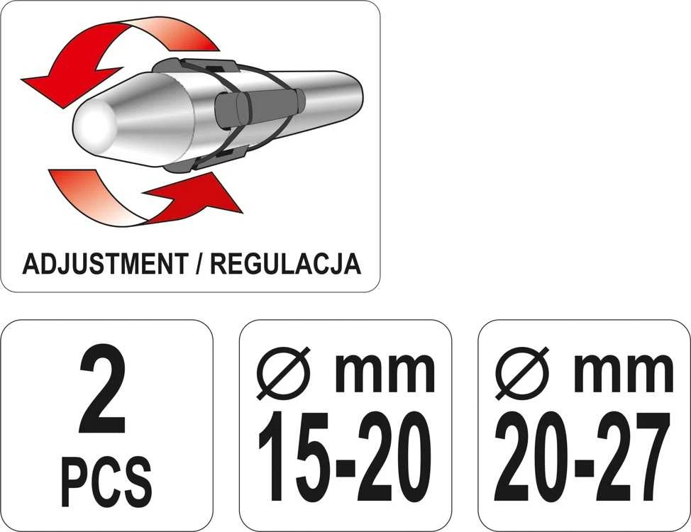 Yato Toya Sa Poland Sankabos išlyginimo / centravimo rinkinys | 15-20 mm / 20-27mm | 2 vnt. (YT-06312)