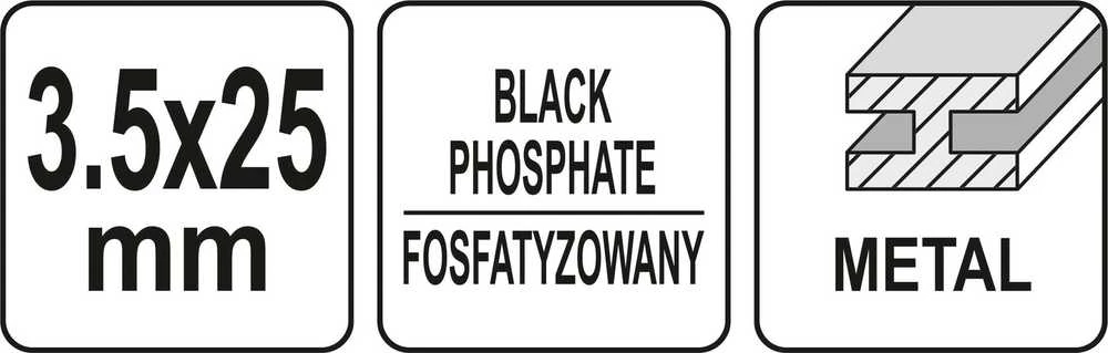Yato Toya Sa Poland Savisriegiai į metalą fosfatuoti | ant juostelės | PH2 | 3,5 x 25 mm | 1000 vnt. (YT-09440)