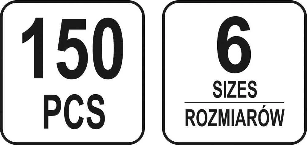 Yato Toya Sa Poland Segtukų rinkinys R tipo | Ø 2,4 - 4,0 mm | 150 vnt. (YT-06883)