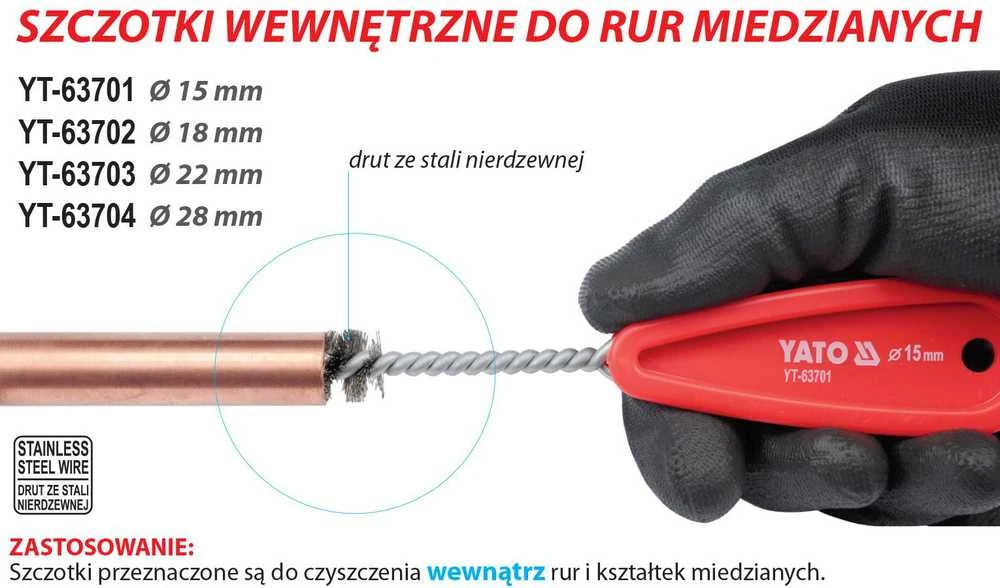 Yato Toya Sa Poland Šepetėlis vamzdeliams valyti | iki 15 mm (YT-63701)