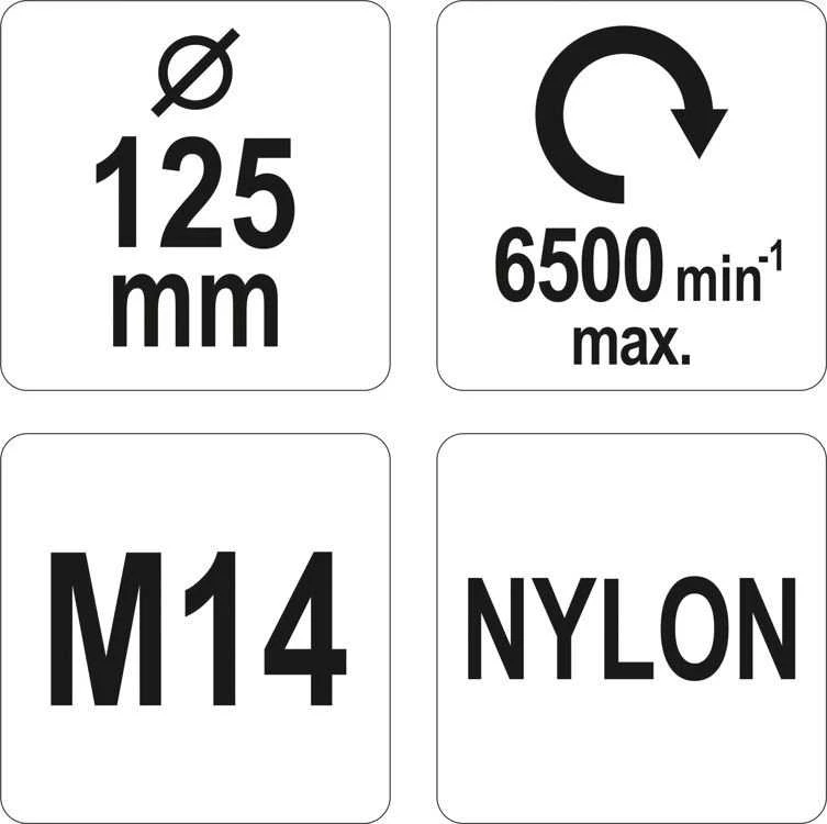 Nailoninis apvalus šepetys Yato YT-47787; 125 mm