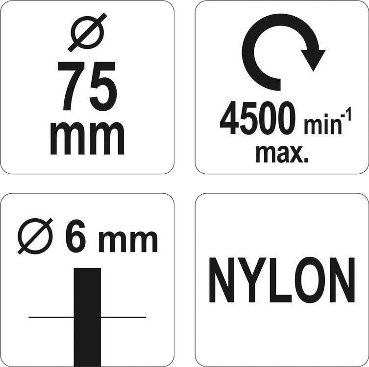 YATO DISKINIS ŠEPETĖLIS SU BOTONU 75mm NAILONAS