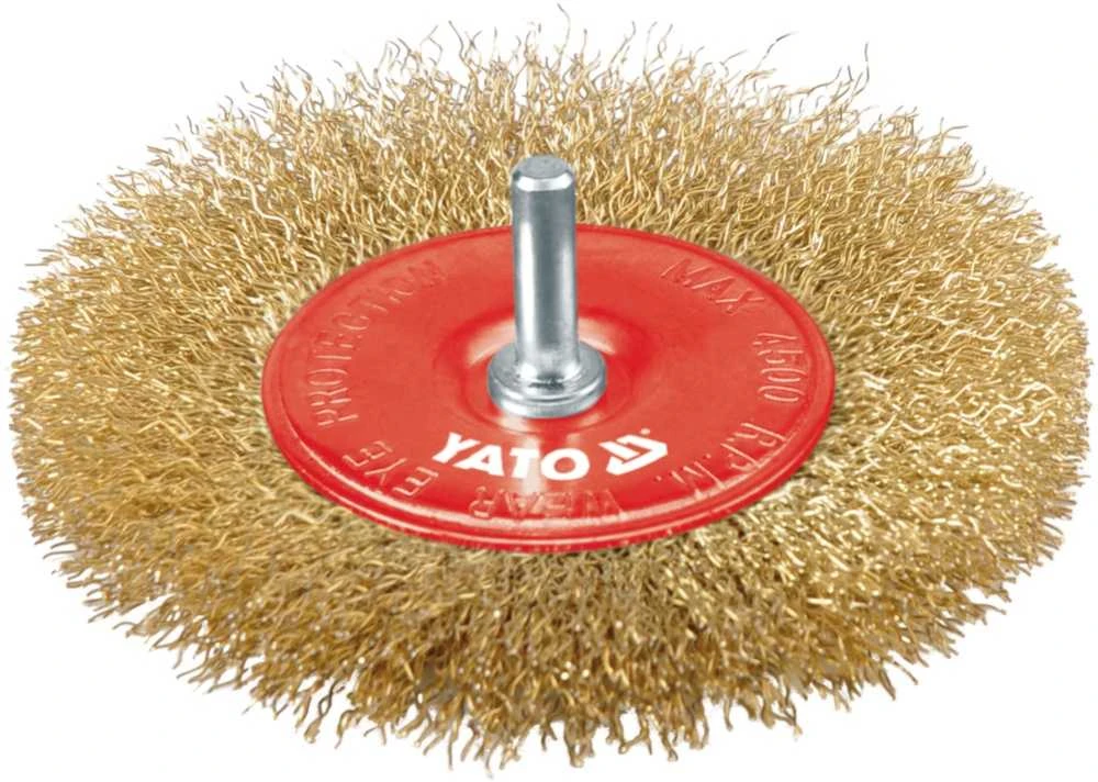 YATO DISKINIS ŠEPETĖLIS 100mm, SU BOTONU, ŽALVARINIS VILAS 4757