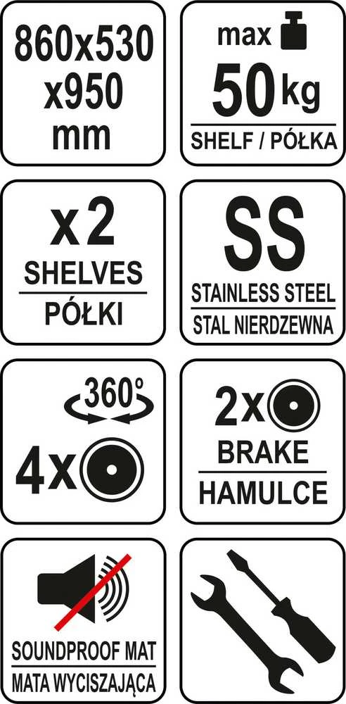 Toya Sa Poland Serviravimo vežimėlis | 2 lentynos | nerūdijantis plienas (YG-09090)