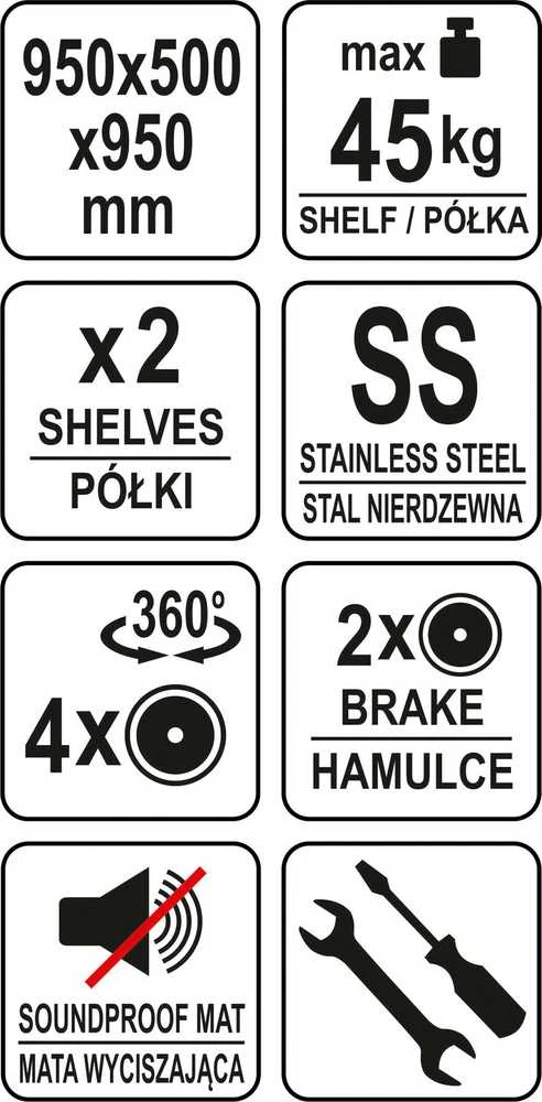 Yato Toya Sa Poland Serviravimo vežimėlis | 2 lentynos | nerūdijantis plienas (YG-09095)