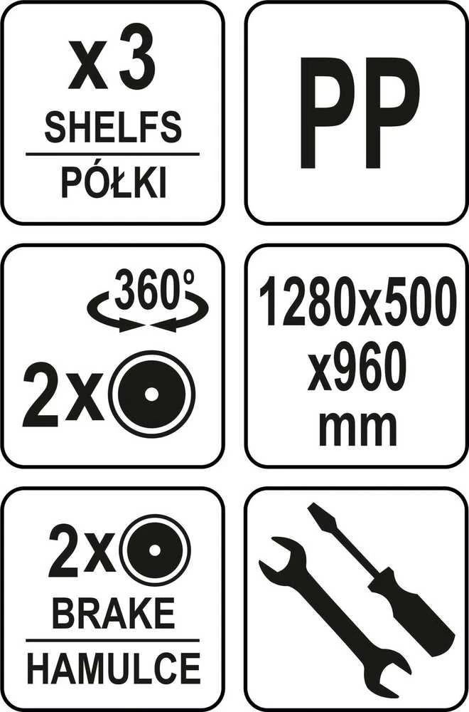 Yato Toya Sa Poland Serviravimo vežimėlis | 3 lentynos (YG-09100)