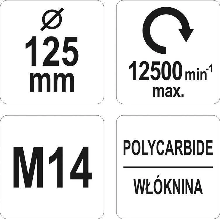YATO ŚCIERNICA TARCZOWA 125 x 22,2 WŁÓKNINA
