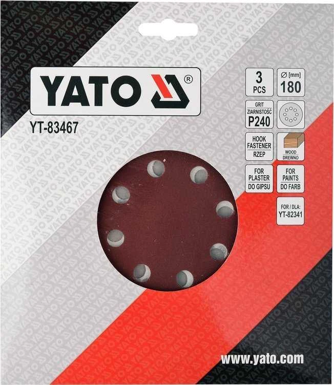 Toya Sa Poland Šlifavimo popierius {velcro) apvalus | su skylėm | 180 mm / P240 | 3 vnt. (YT-83467)