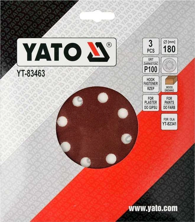 Toya Sa Poland Šlifavimo popierius {velcro) apvalus | su skylėm | 180 mm / P100 | 3 vnt. (YT-83463)