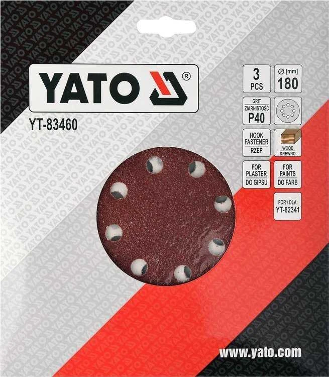 Toya Sa Poland Šlifavimo popierius {velcro) apvalus | su skylėm | 180 mm / P40 | 3 vnt. (YT-83460)